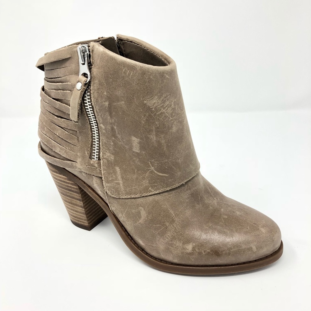 Jessica Simpson Taupe Block Ankle Boots Leather